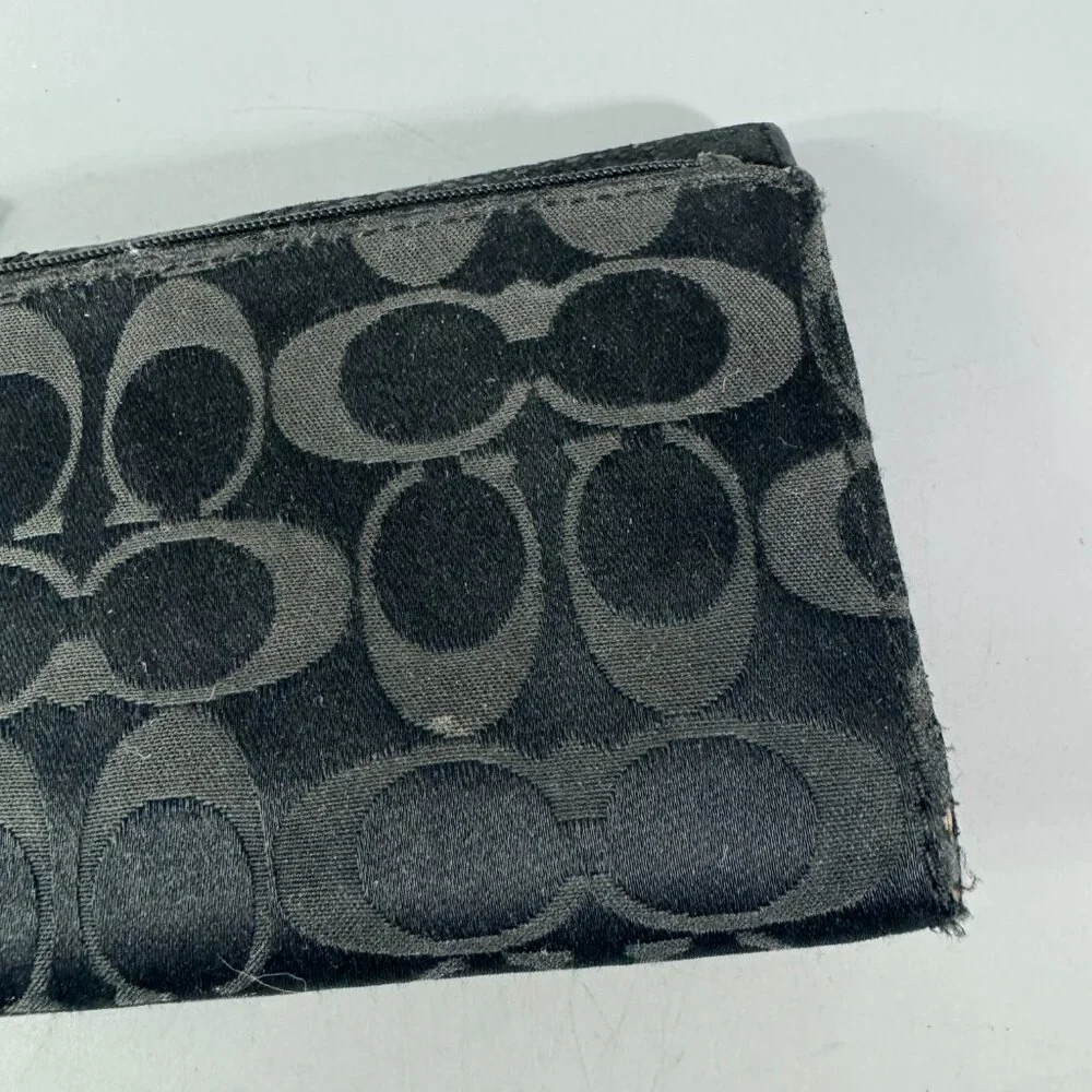 Coach Signature Black Canvas Snakeskin Printed Turn-Lock Long Wallet - Picture 6 of 13